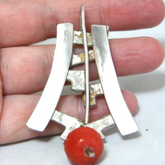 New Handmade Large Natural Carnelian Pendant Sterling Silver , Retro Style - Picture 5 of 6